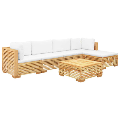 6-tlg. Garten-Lounge-Set mit Kissen Massivholz Teak