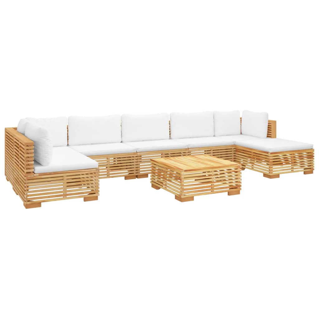 8-tlg. Garten-Lounge-Set mit Kissen Massivholz Teak