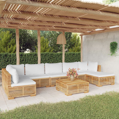 8-tlg. Garten-Lounge-Set mit Kissen Massivholz Teak