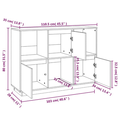 Sideboard 110,5x35x80 cm Massivholz Kiefer