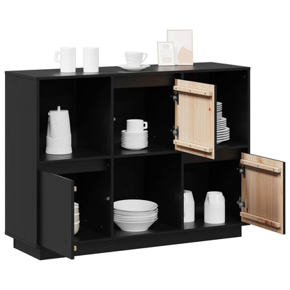 Sideboard Schwarz 110,5x35x80 cm Massivholz Kiefer