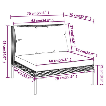 6-tlg. Garten-Lounge-Set mit Kissen Poly Rattan Dunkelgrau