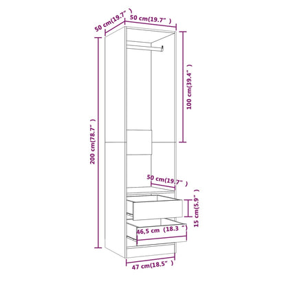 Kleiderschrank mit Schubladen Räuchereiche 50x50x200 cm