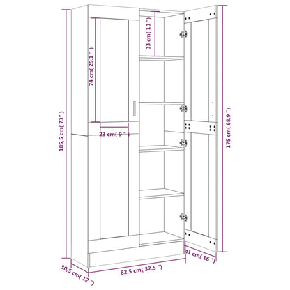 Display cabinet grey Sonoma 82.5x30.5x185.5 cm wood material