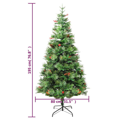 Weihnachtsbaum mit Beleuchtung und Kiefernzapfen Grün 195 cm