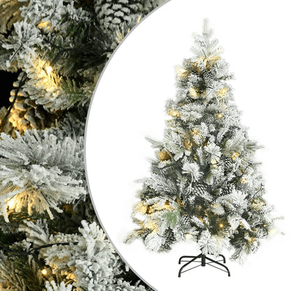 Weihnachtsbaum mit Beleuchtung Schnee und Zapfen 150 cm PVC&PE