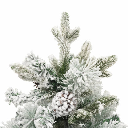 Weihnachtsbaum mit Beleuchtung Schnee und Zapfen 150 cm PVC&PE