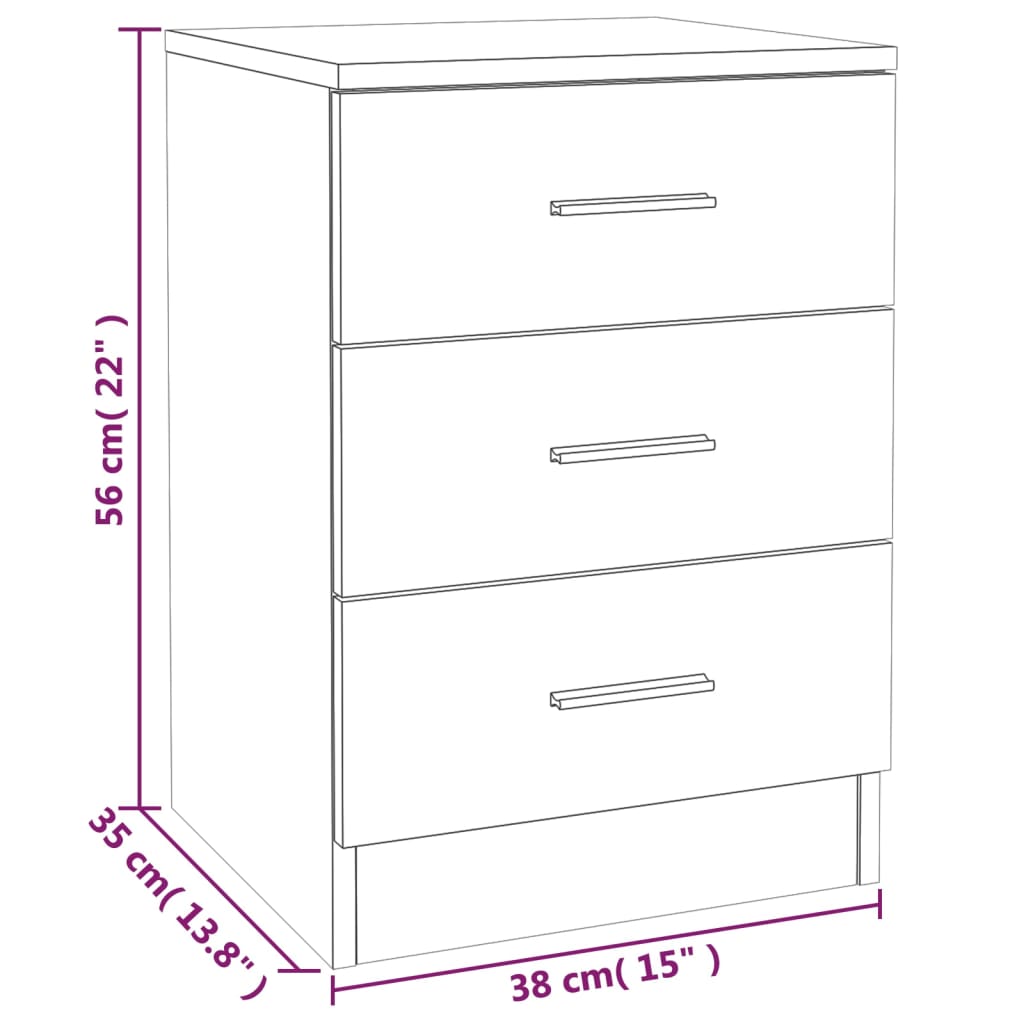 Nachttische 2 Stk. Grau Sonoma 38x35x56 cm Holzwerkstoff