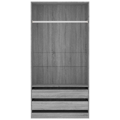 Kleiderschrank Grau Sonoma 100x50x200 cm Holzwerkstoff