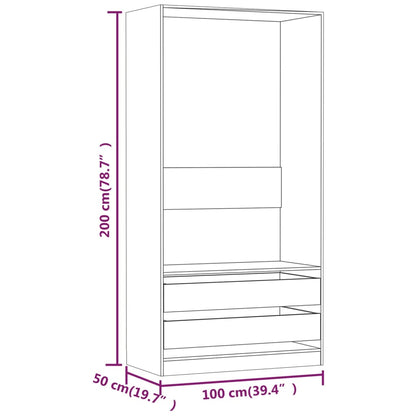 Kleiderschrank Grau Sonoma 100x50x200 cm Holzwerkstoff