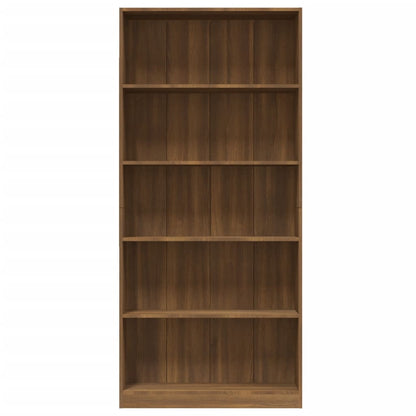 Bücherregal 5 Fächer Braun Eichen-Optik 80x24x175 Holzwerkstoff