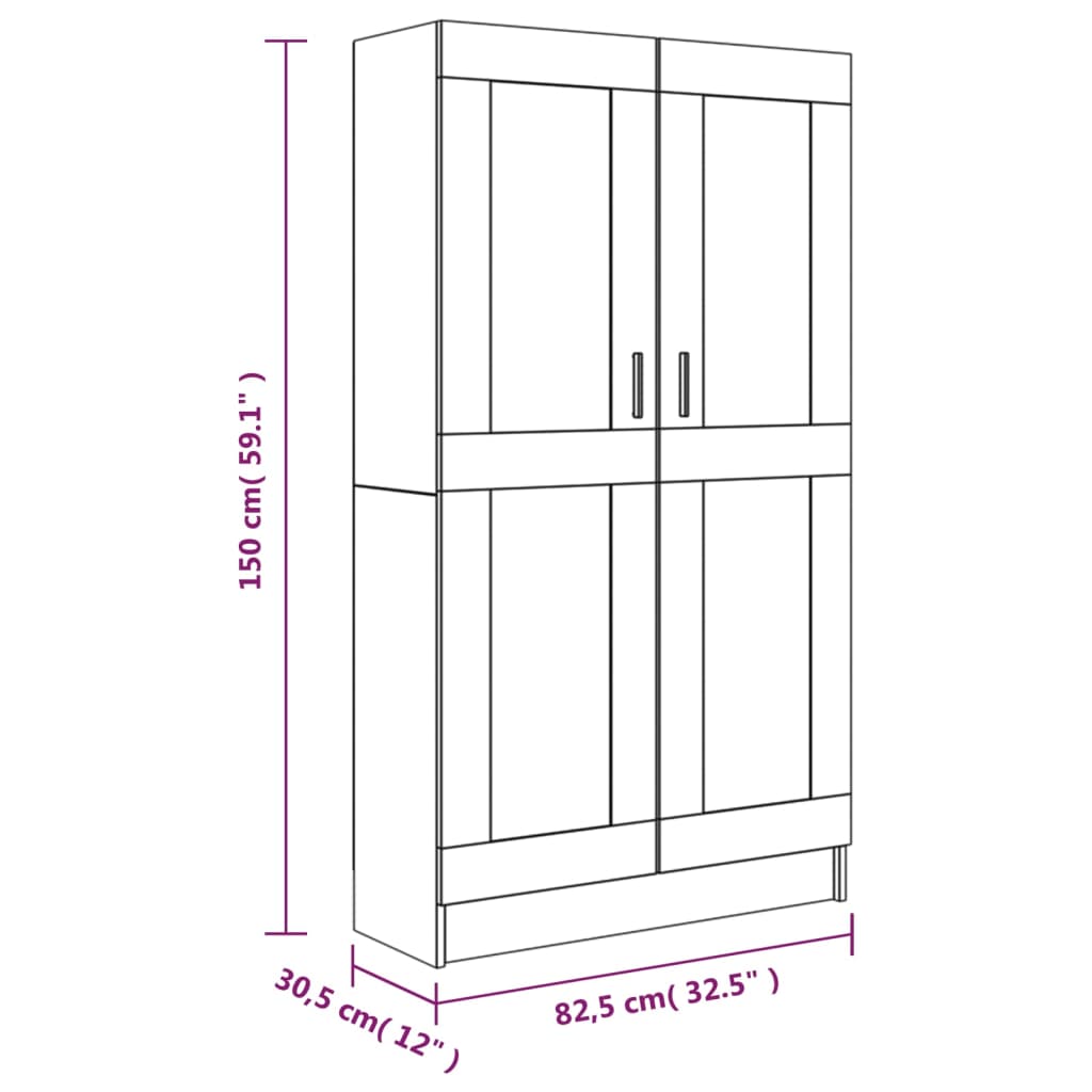 Bücherschrank Räuchereiche 82,5x30,5x150 cm Holzwerkstoff