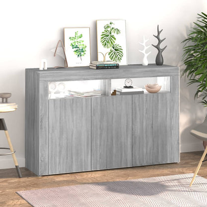 Sideboard mit LED-Beleuchtung Grau Sonoma 115,5x30x75 cm