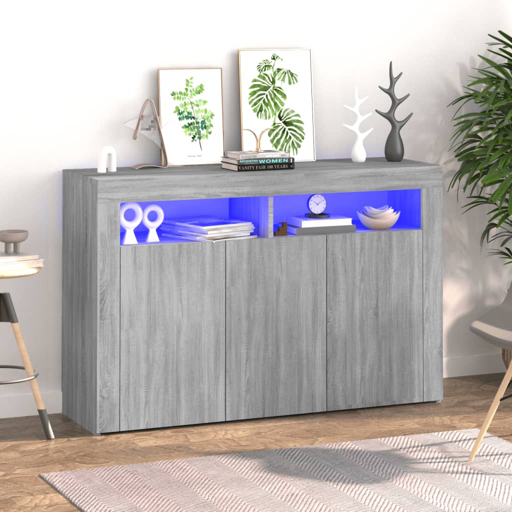 Sideboard mit LED-Beleuchtung Grau Sonoma 115,5x30x75 cm