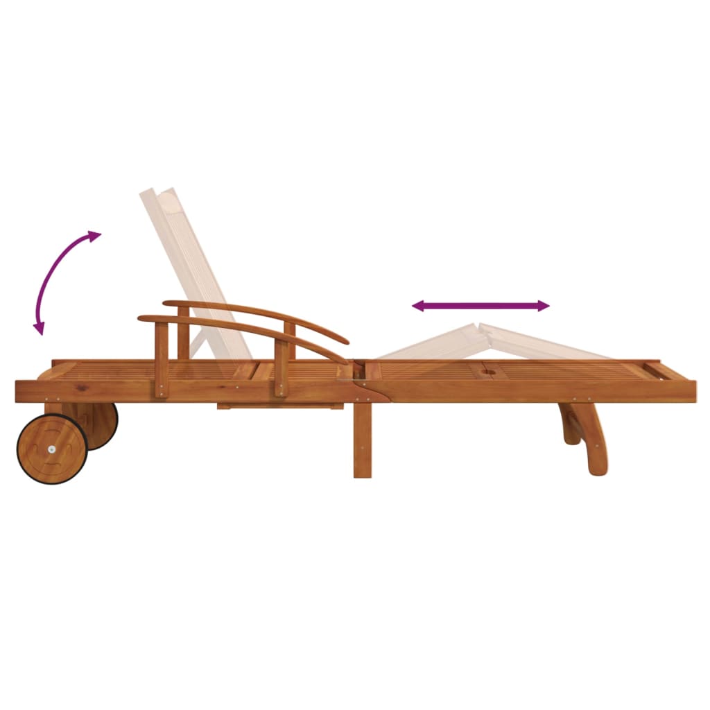 Sonnenliegen 2 Stk. mit Tisch Massivholz Akazie