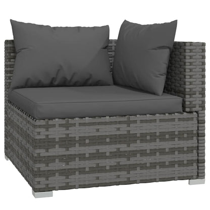 4-piece garden lounge set with cushions poly rattan grey