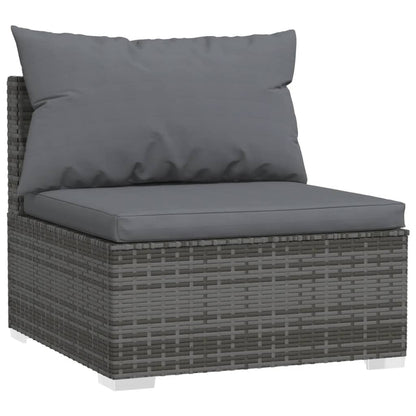 4-piece garden lounge set with cushions poly rattan grey