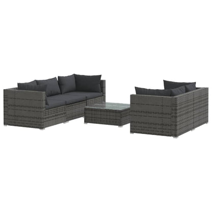 6-piece garden lounge set with cushions poly rattan grey