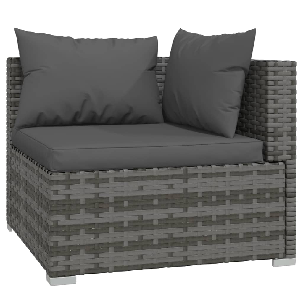 6-piece garden lounge set with cushions poly rattan grey