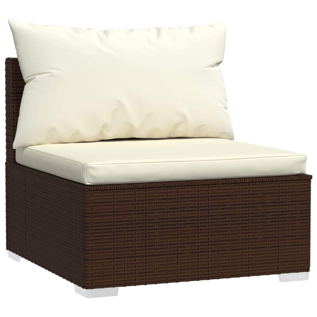 4-tlg. Garten-Lounge-Set mit Auflagen Poly Rattan Braun