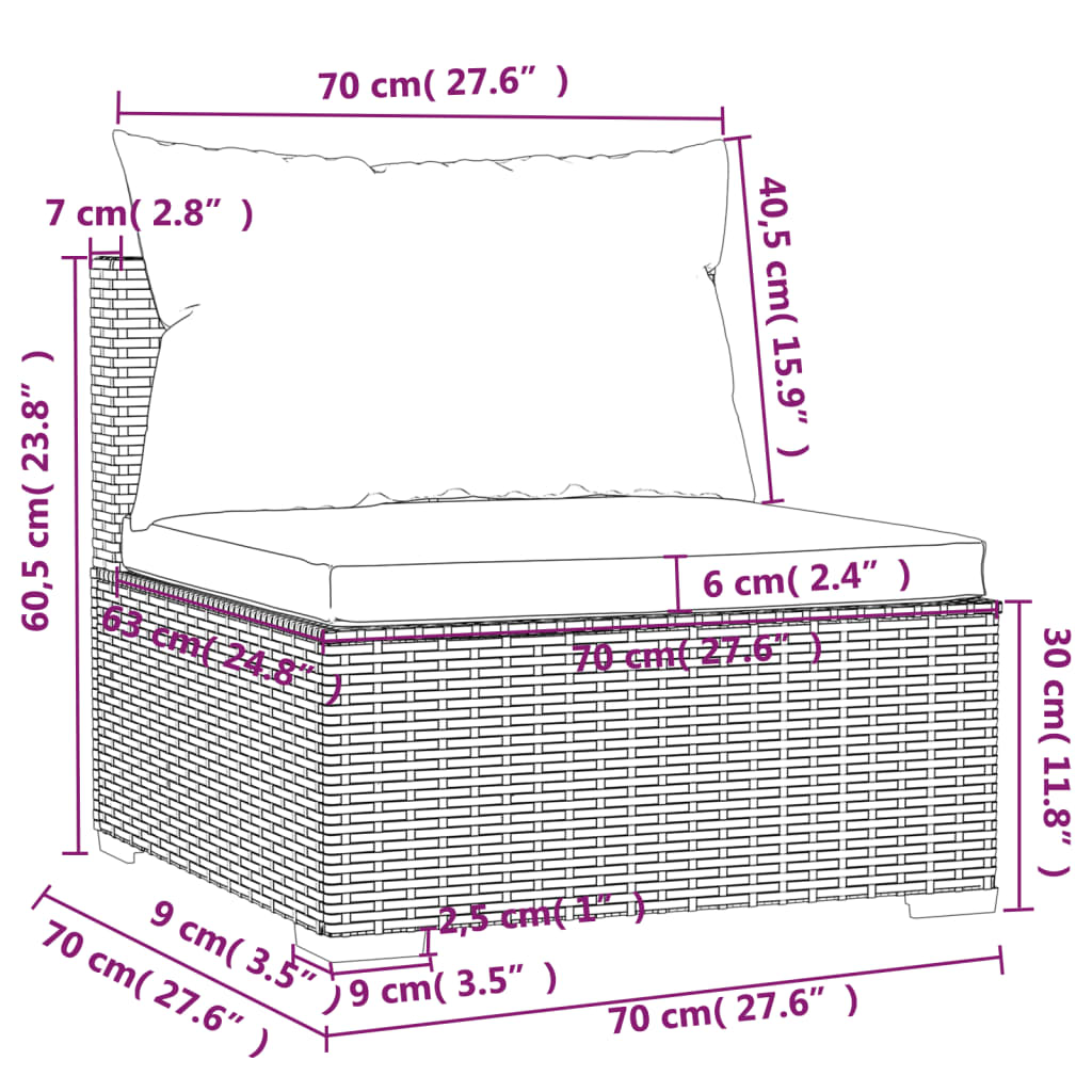 4-tlg. Garten-Lounge-Set mit Auflagen Poly Rattan Braun