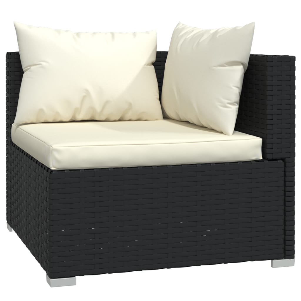 8-piece garden lounge set with cushions poly rattan black