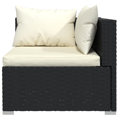 8-piece garden lounge set with cushions poly rattan black