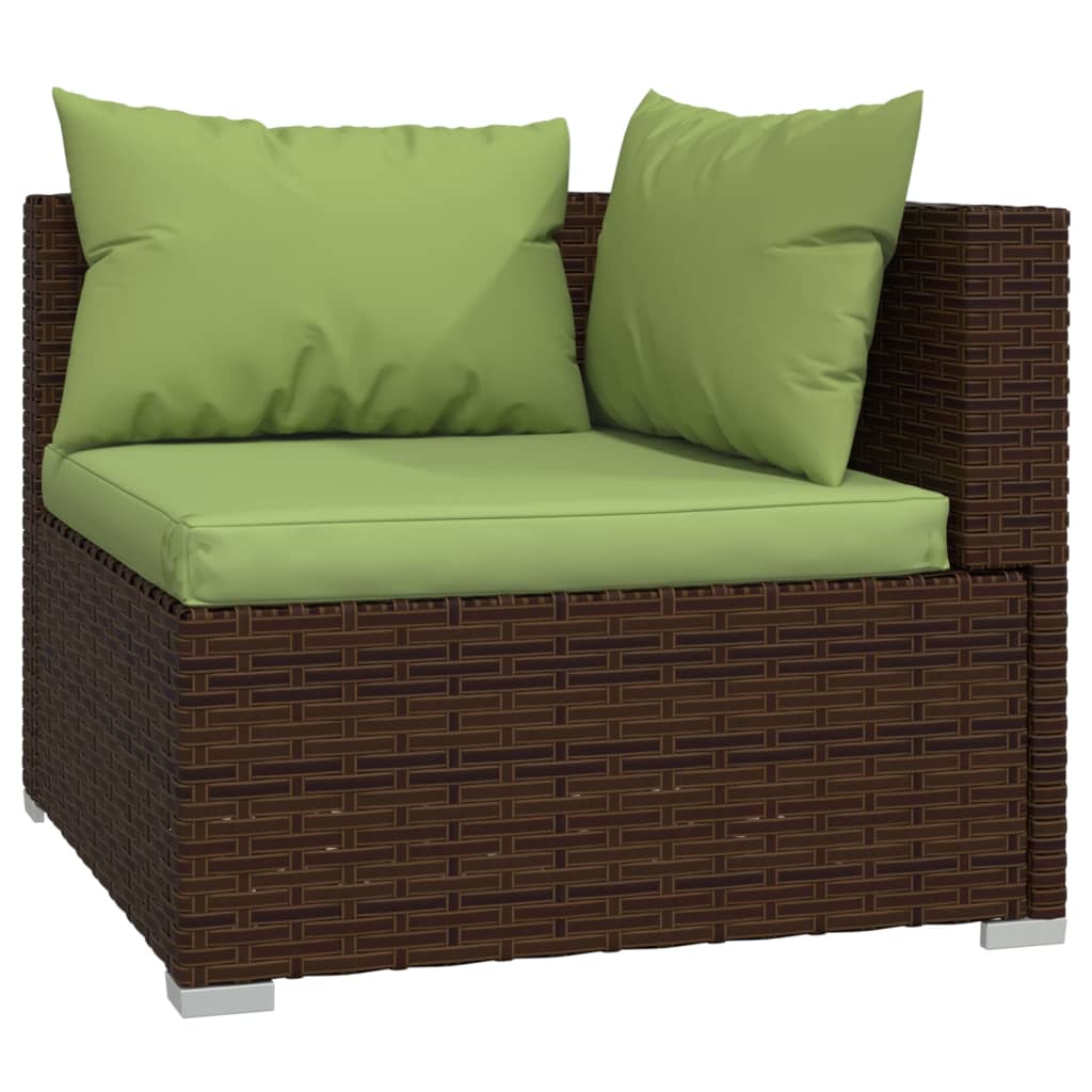 6-tlg. Garten-Lounge-Set mit Auflagen Poly Rattan Braun