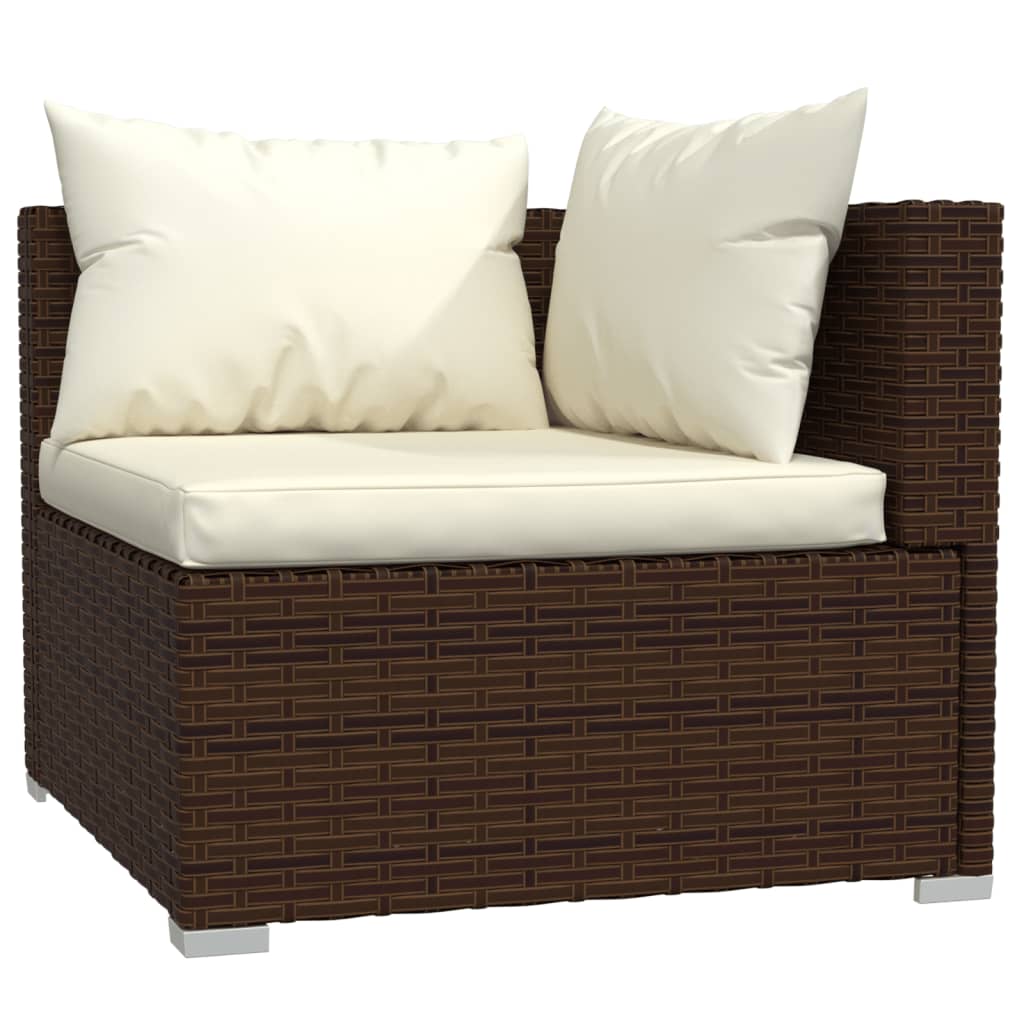 7-tlg. Garten-Lounge-Set mit Kissen Poly Rattan Braun