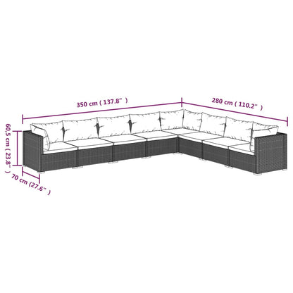 8-tlg. Garten-Lounge-Set mit Kissen Poly Rattan Braun