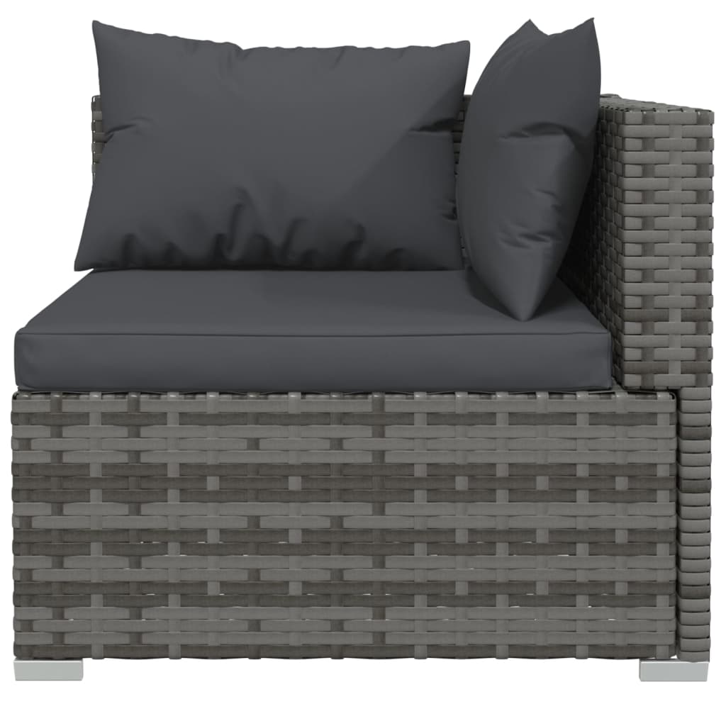 6-piece garden lounge set with cushions poly rattan grey