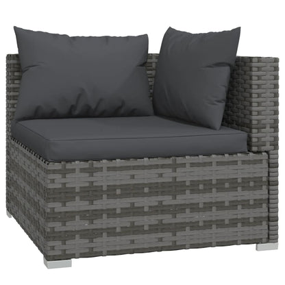 6-tlg. Garten-Lounge-Set mit Kissen Poly Rattan Grau