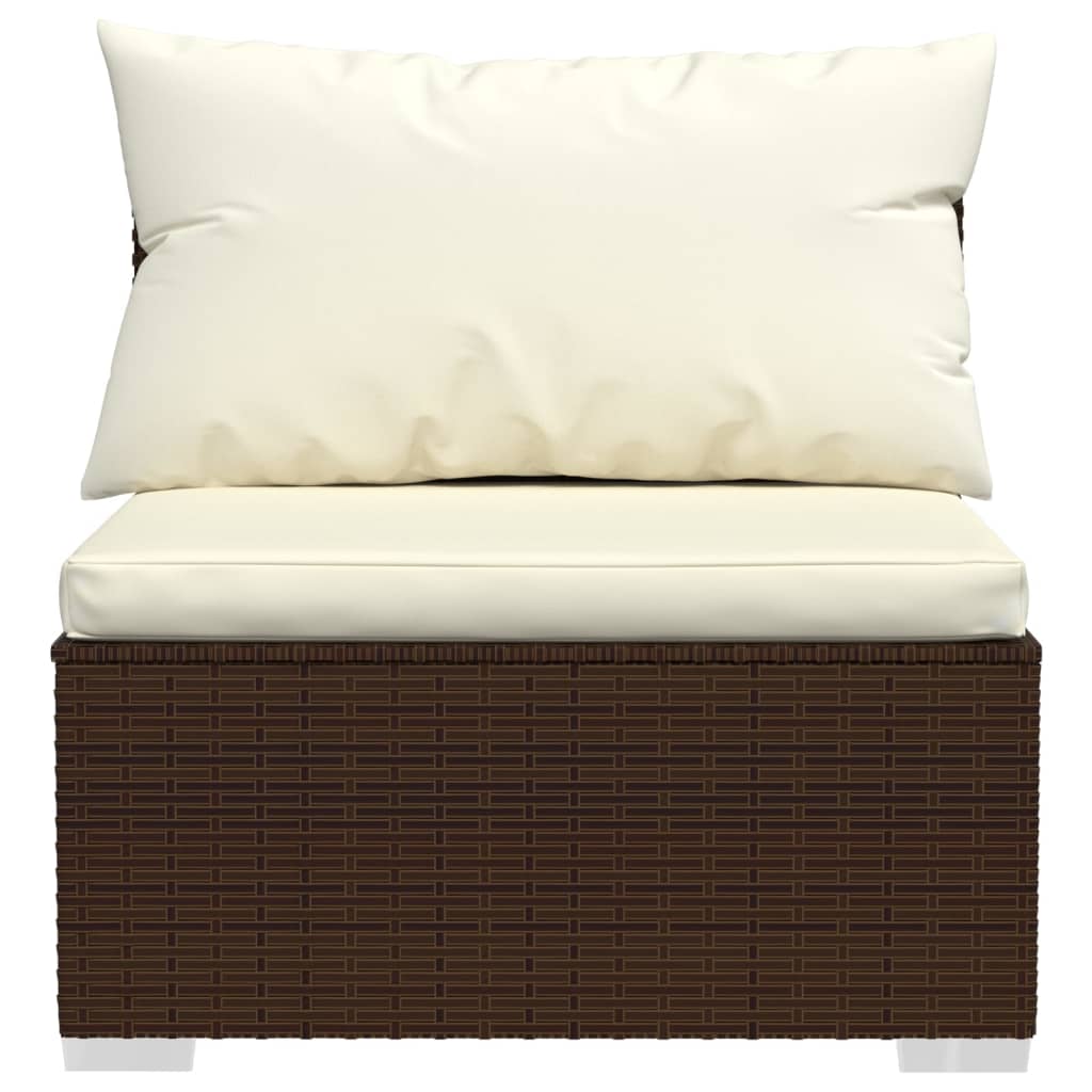 6-tlg. Garten-Lounge-Set mit Kissen Poly Rattan Braun