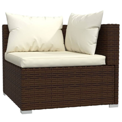 7-tlg. Garten-Lounge-Set mit Kissen Poly Rattan Braun