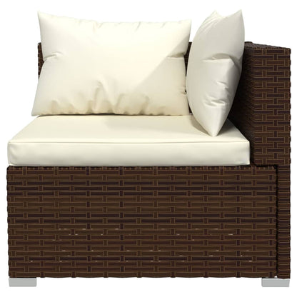 7-tlg. Garten-Lounge-Set mit Kissen Poly Rattan Braun