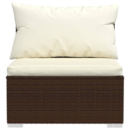 7-tlg. Garten-Lounge-Set mit Kissen Poly Rattan Braun