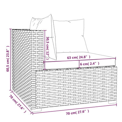 9-tlg. Garten-Lounge-Set mit Kissen Grau Poly Rattan