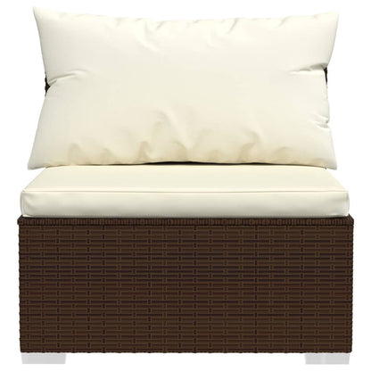 13-tlg. Garten-Lounge-Set mit Kissen Braun Poly Rattan