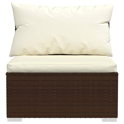 8-tlg. Garten-Lounge-Set mit Kissen Poly Rattan Braun