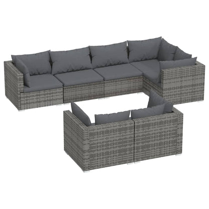 7-piece garden lounge set with cushions grey poly rattan