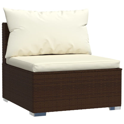 10-tlg. Garten-Lounge-Set mit Kissen Braun Poly Rattan