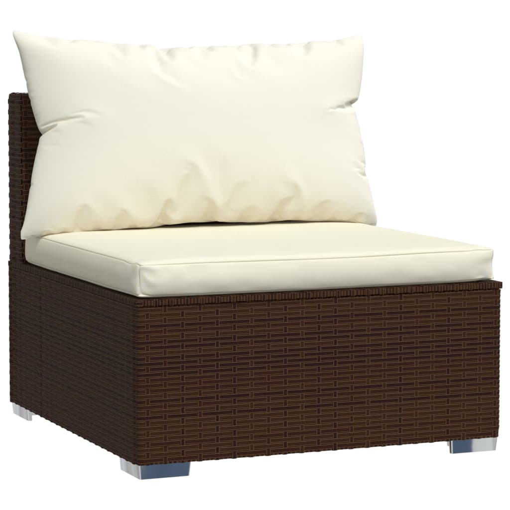 8-tlg. Garten-Lounge-Set mit Kissen Poly Rattan Braun