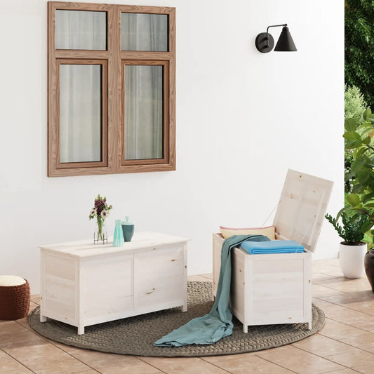 Outdoor-Kissenbox Weiß 100x50x56 cm Massivholz Tanne