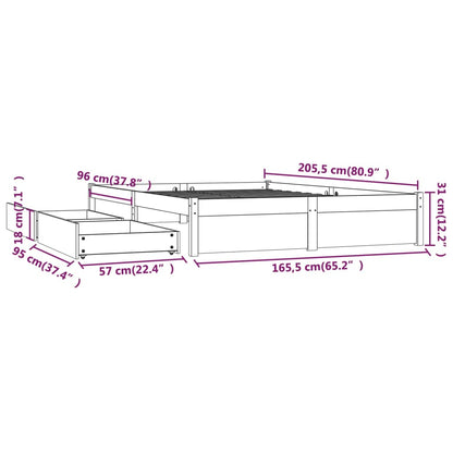 Bed with drawers white 160x200 cm