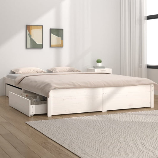 Bed with drawers white 160x200 cm