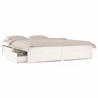 Bed with drawers white 200x200 cm