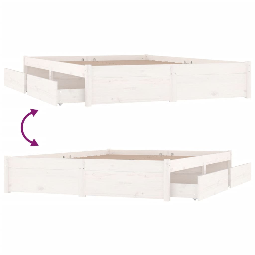 Bed with drawers white 200x200 cm