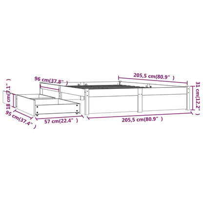 Bed with drawers white 200x200 cm