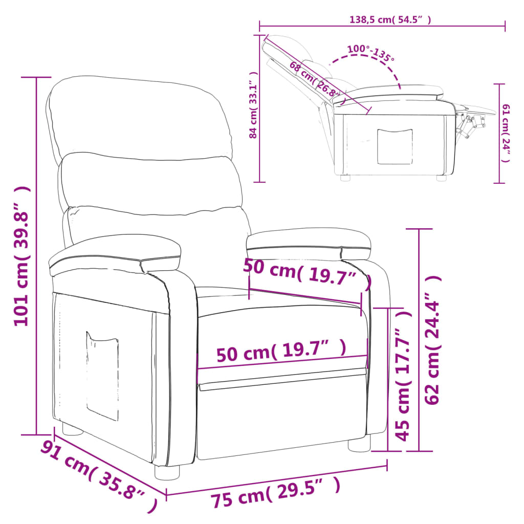 Relaxsessel Braun Stoff