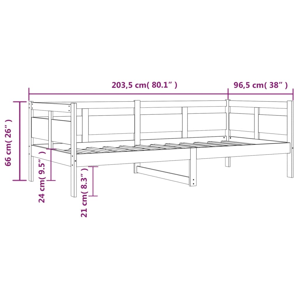 Tagesbett Weiß Massivholz Kiefer 90x200 cm